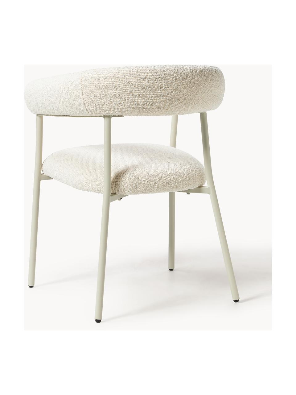 Chaises rembourrées en bouclette Thiago, 2 pièces, Tissu bouclé blanc cassé, larg. 60 x prof. 54 cm