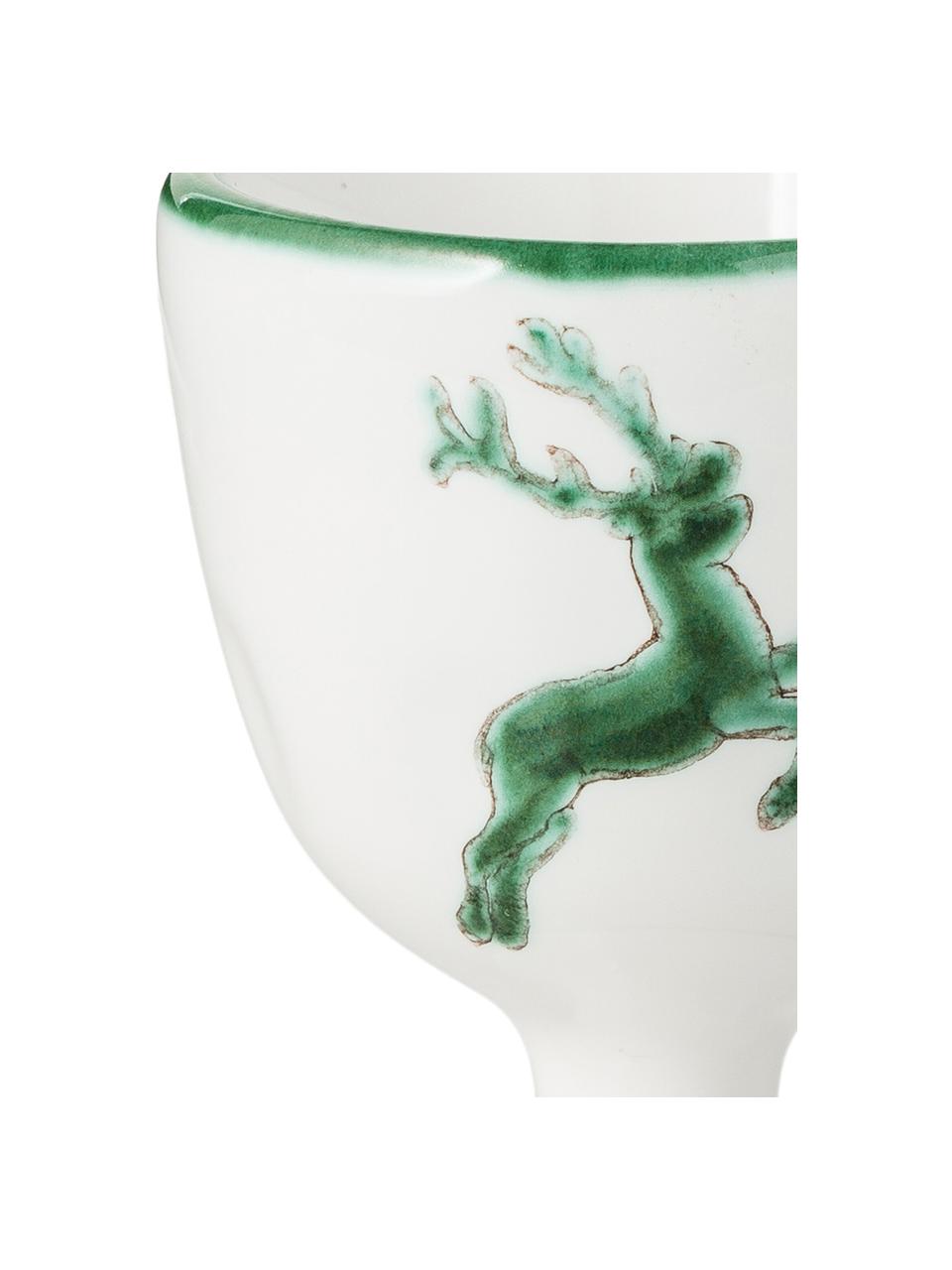 Portauovo dipinto a mano Grüner Hirsch, Ceramica, Verde, bianco, Alt. 6 cm