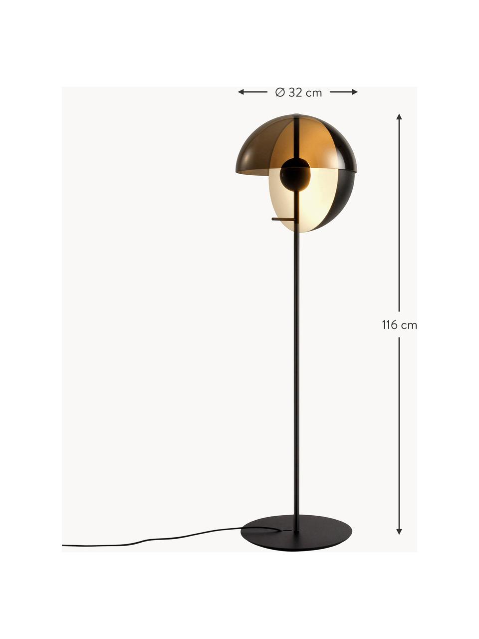 Kleine dimmbare LED-Stehlampe Theia, Lampenschirm: Acrylglas, Metall, beschi, Anthrazit, Weiss, H 116 cm