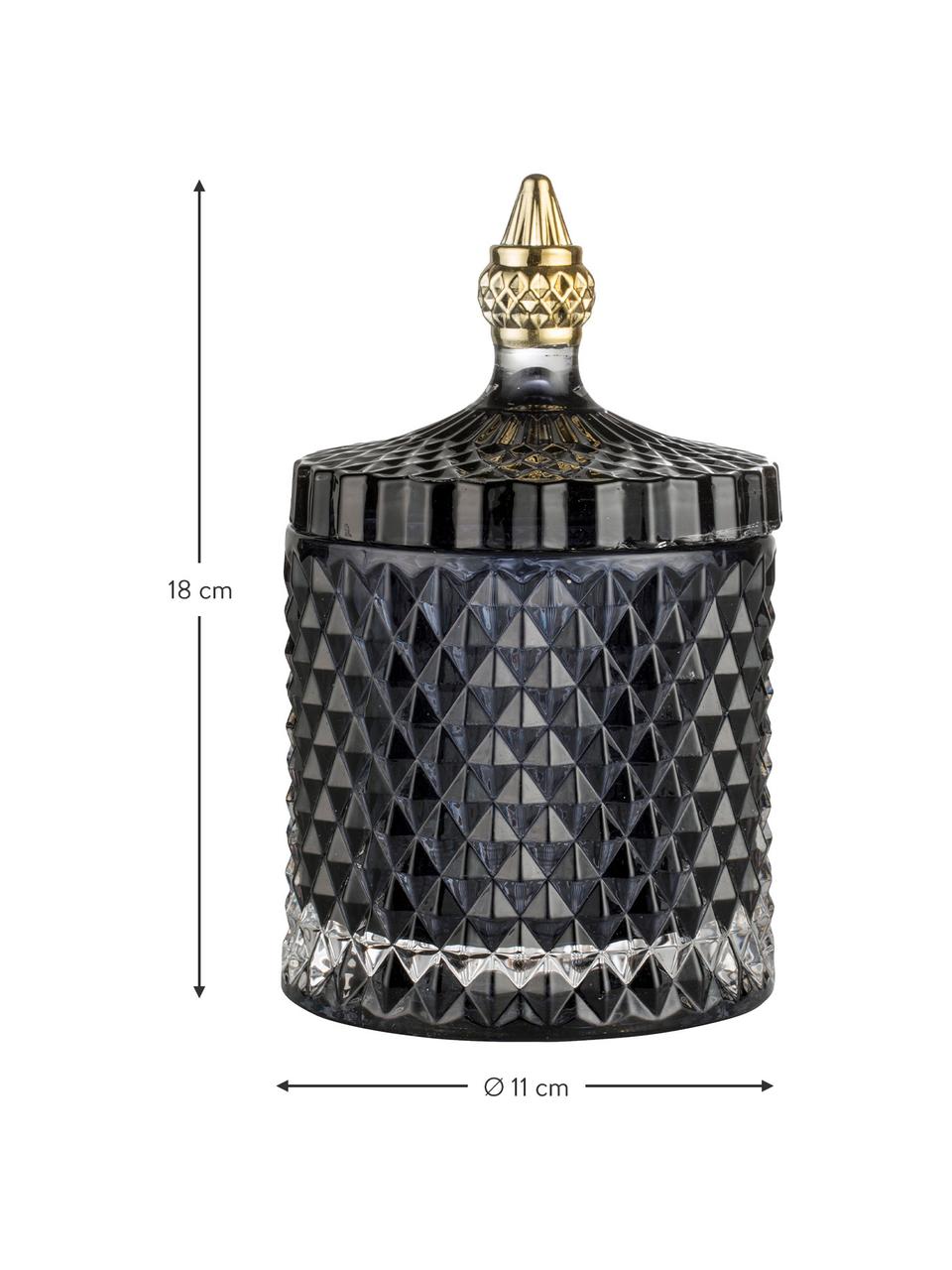 Boîte de rangement en verre Miya, Verre, Noir, couleur dorée, Ø 11 x haut. 18 cm