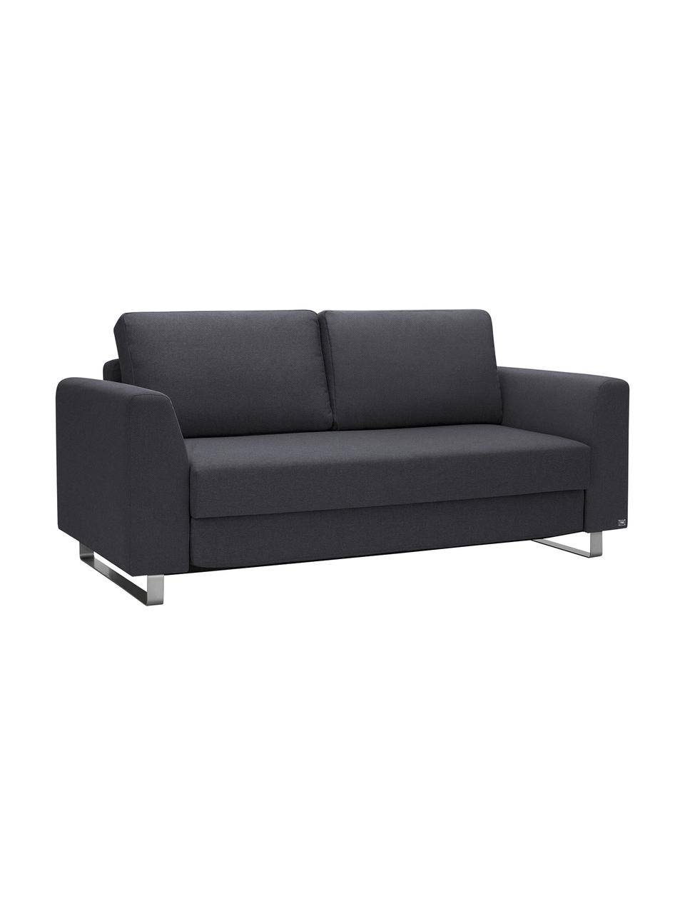 Schlafsofa Bruno (2-Sitzer) in Anthrazit, ausklappbar, Bezug: Pflegeleichtes robustes P, Rahmen: Massivholz, Webstoff Anthrazit, B 180 x T 84 cm