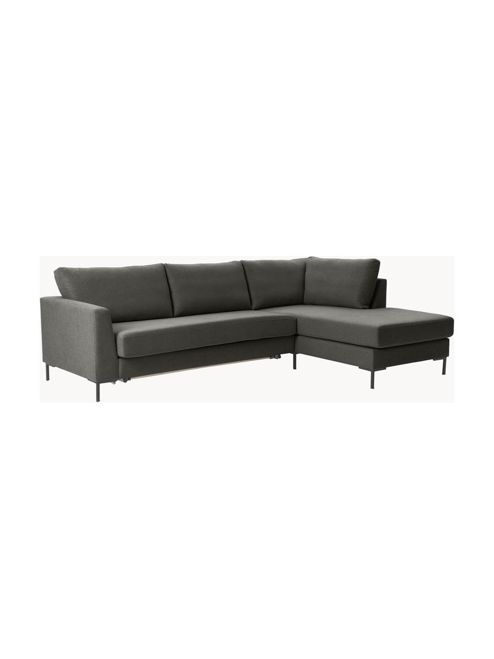 Schlafsofa Luna (3-Sitzer) mit Matratze, Bezug: 100 % Polyester Der strap, Gestell: Massives Buchenholz, Schi, Webstoff Anthrazit, B 270 x T 184 cm, Eckteil links