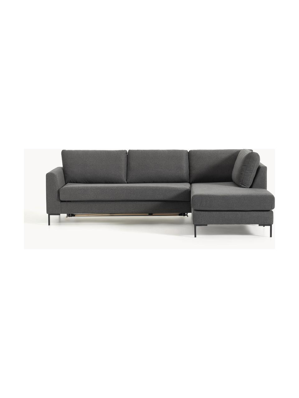 Schlafsofa Luna (3-Sitzer) mit Matratze, Bezug: 100 % Polyester Der strap, Gestell: Massives Buchenholz, Schi, Füße: Metall, galvanisiert Dies, Webstoff Anthrazit, B 270 x T 184 cm, Eckteil links