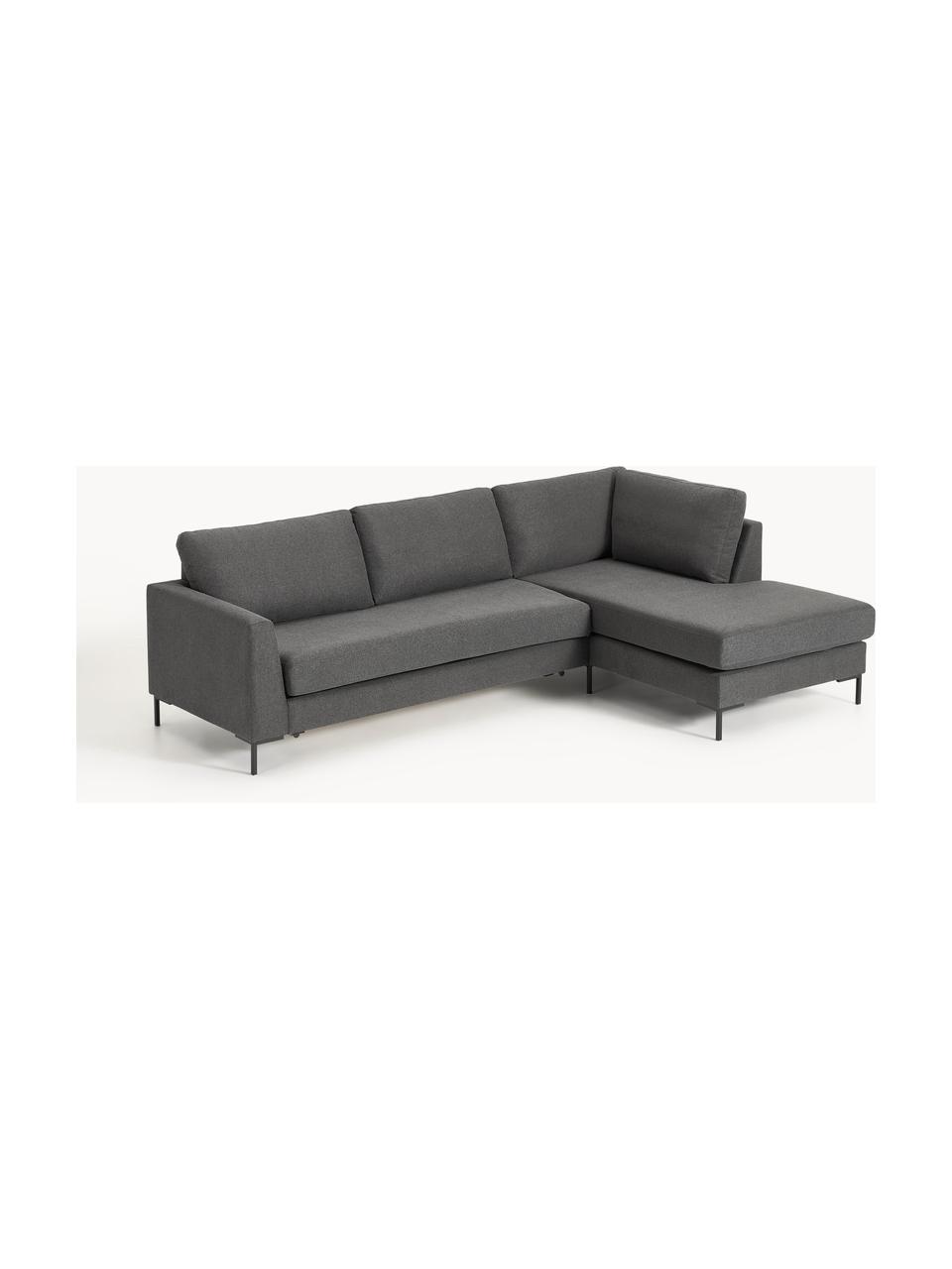 Schlafsofa Luna (3-Sitzer) mit Matratze, Bezug: 100 % Polyester Der strap, Gestell: Massives Buchenholz, Schi, Füße: Metall, galvanisiert Dies, Webstoff Anthrazit, B 270 x T 184 cm, Eckteil links