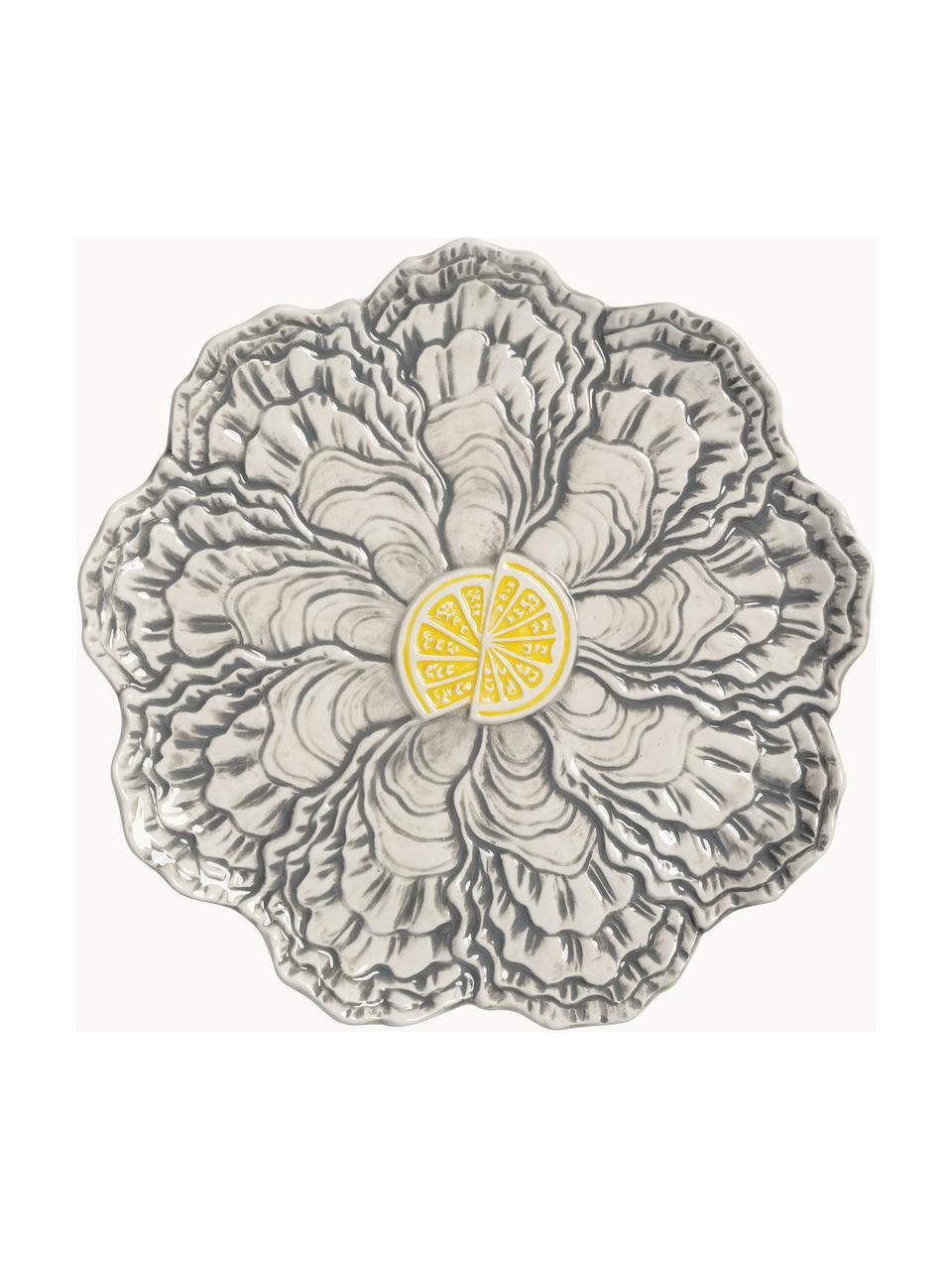 Frühstücksteller Oyster aus Dolomit, Dolomit, glasiert, Gelb, Grau, Off-White, Ø 23 cm