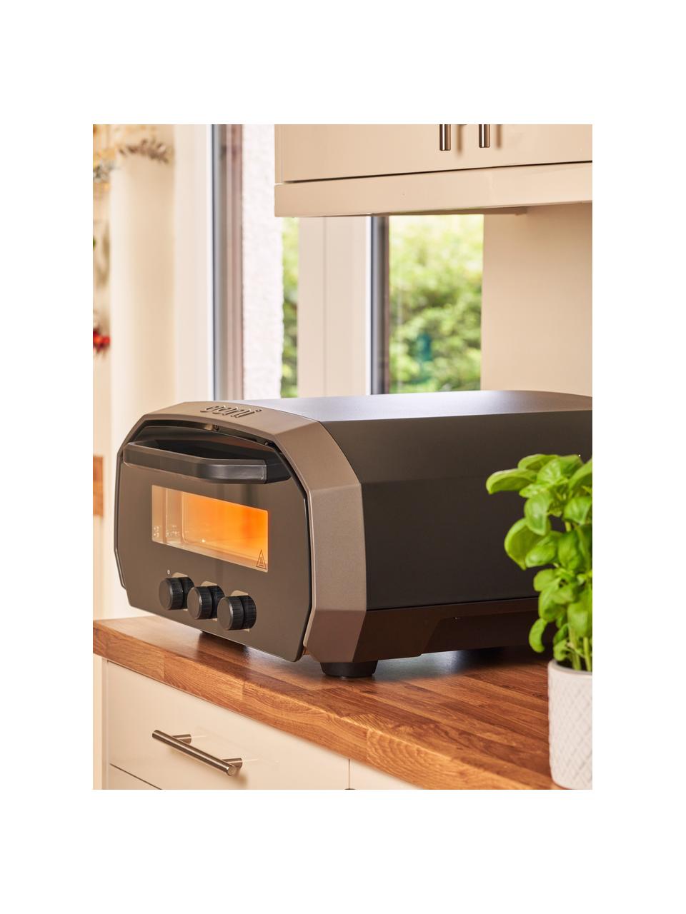 Horno eléctrico de pizza Volt, Acero inoxidable, recubierto, Negro, plateado, An 53 x Al 28 cm