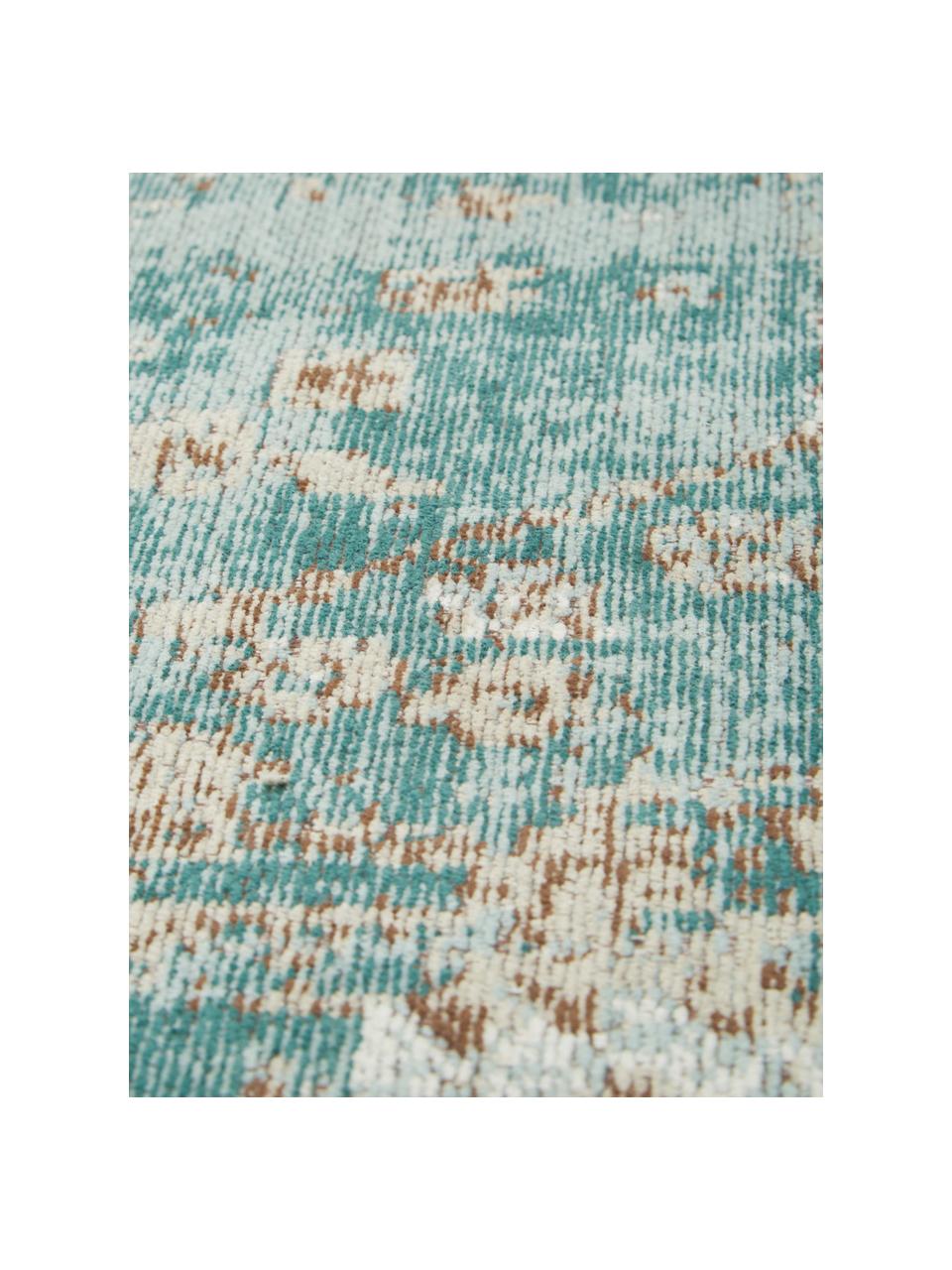 Tapis chenille tissé main Rimini, Turquoise, taupe, brun, larg. 200 x long. 300 cm (taille L)