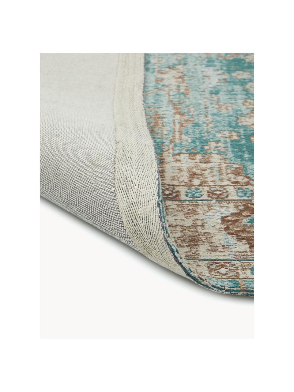 Ręcznie tkany dywan szenilowy Rimini, Turkusowy zielony, beżowy, brązowy, S 160 x D 230 cm (Rozmiar M)
