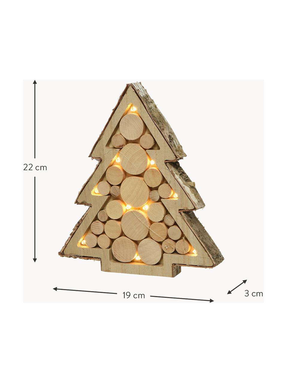 Batterij-aangedreven LED lichtobject Wood, 2 stuks, Hout, Bruin, beige, Set met verschillende formaten