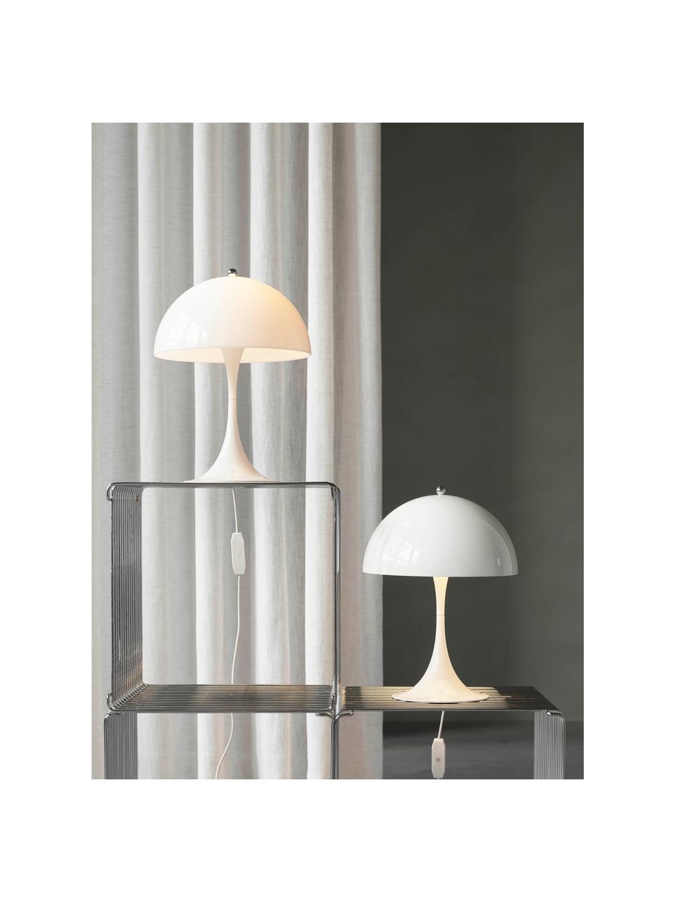 Lampada da tavolo a LED con luce regolabile e timer Panthella, alt. 34 cm, Paralume: acciaio rivestito, Struttura: alluminio rivestito, Acciaio bianco, Ø 25 x Alt. 34 cm