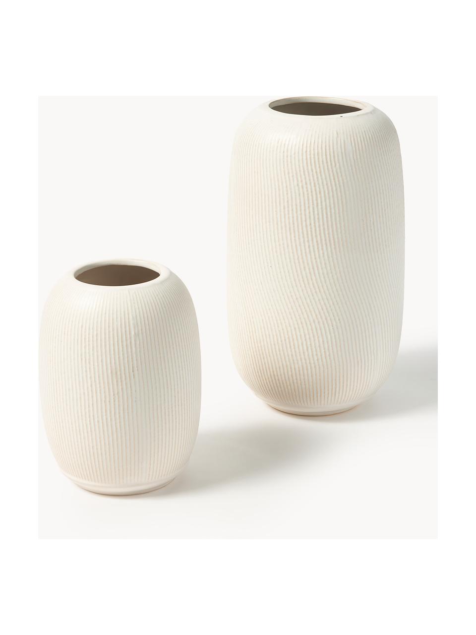 Vases Catarina, 2 élém., haut. 31 cm, Grès cérame, Blanc, Lot de différentes tailles