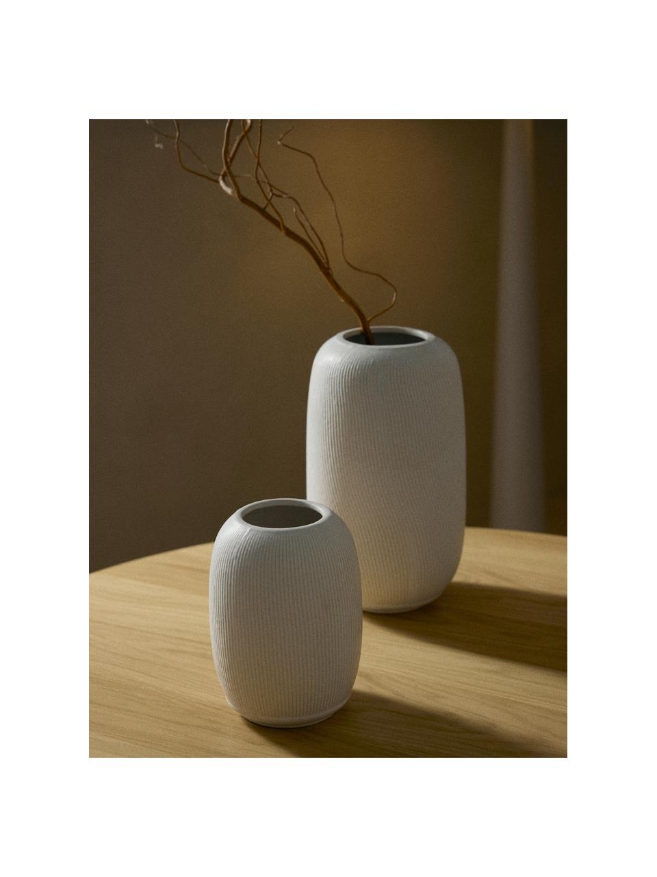 Vases Catarina, 2 élém., haut. 31 cm, Grès cérame, Blanc, Lot de différentes tailles