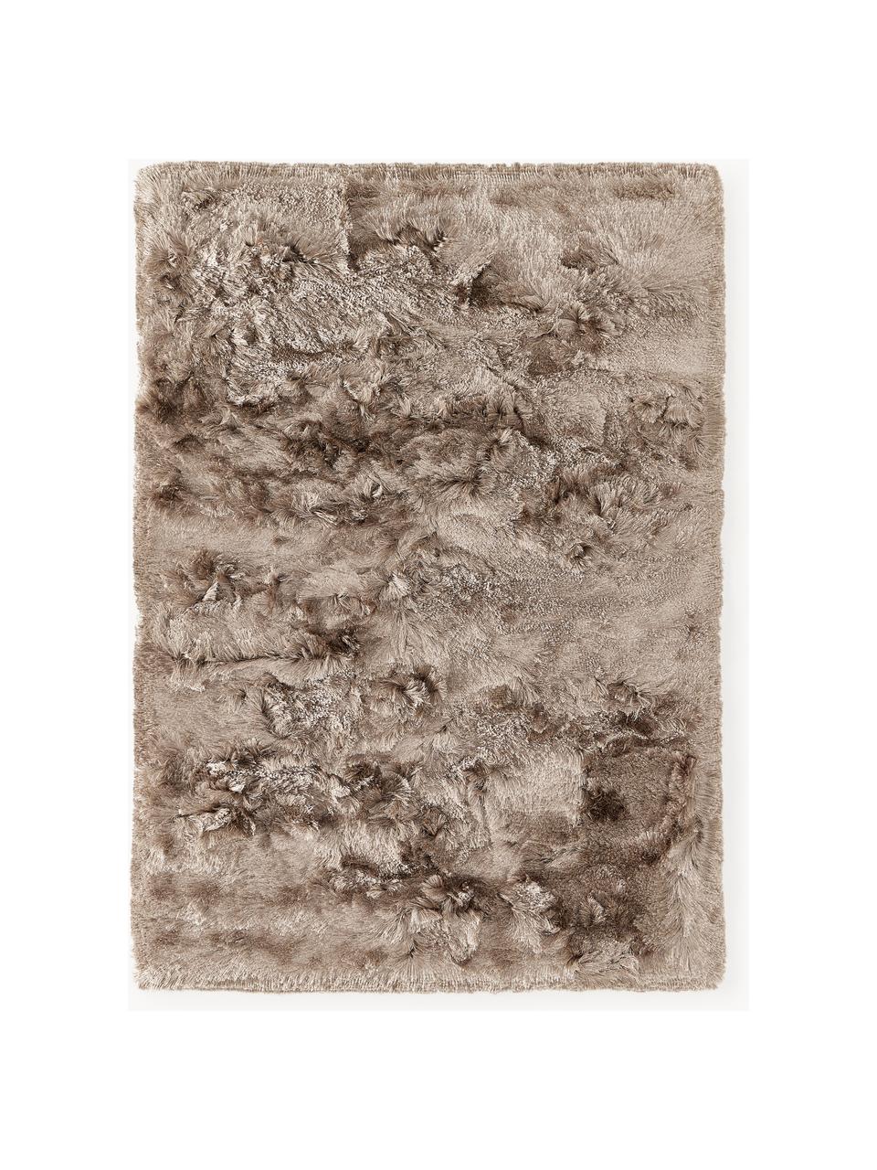 Glänzender Langflor-Teppich Jimmy, 100 % Polyester, GRS-zertifiziert, Taupe, B 80 x L 150 cm (Größe XS)