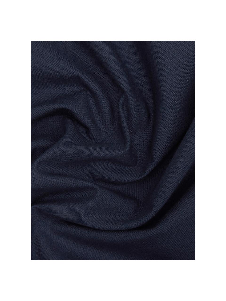 Set lenzuola in percalle blu scuro Elsie, Blu scuro, 240 x 300 cm + 2 federe 50 x 80 cm