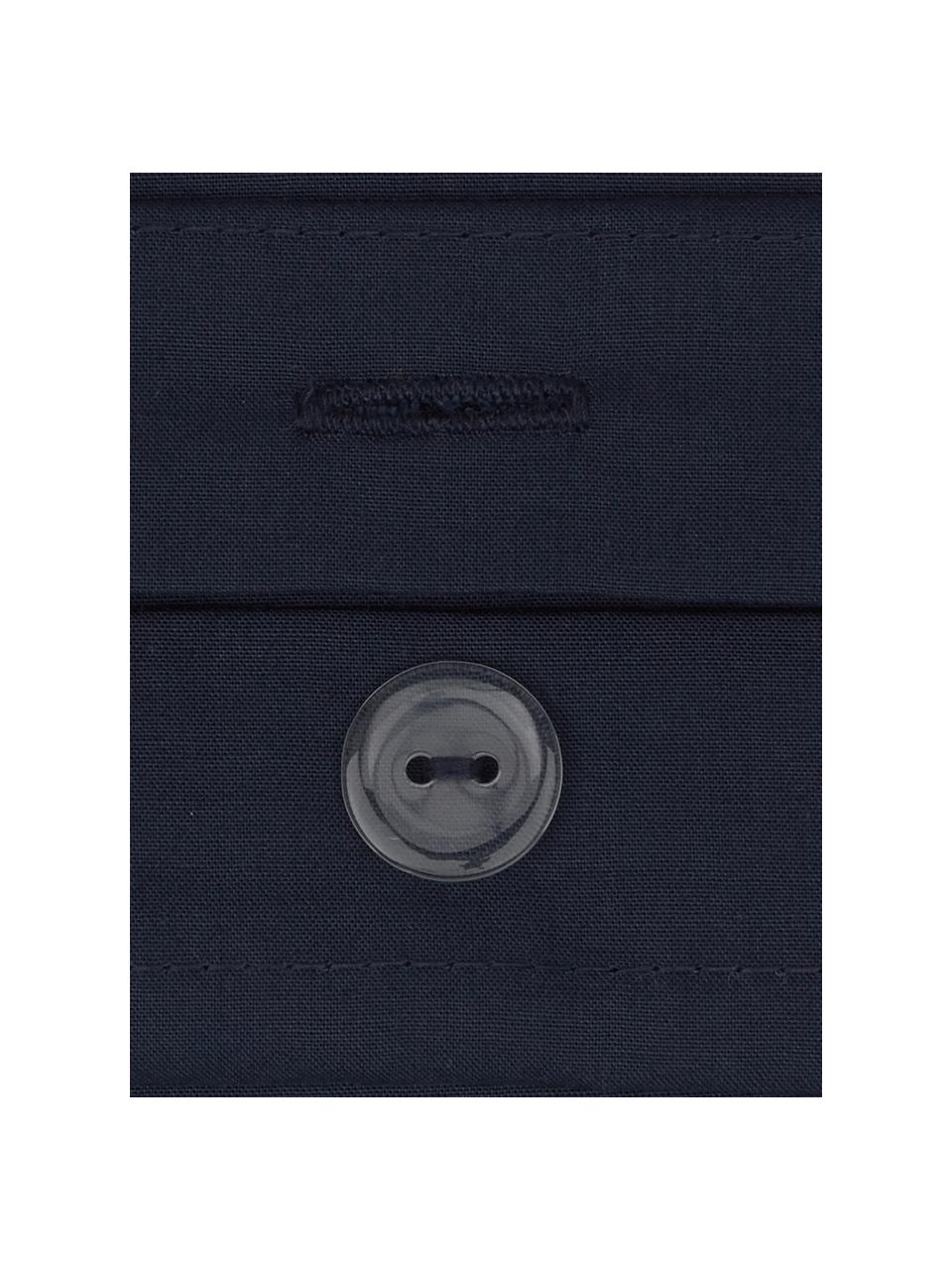 Biancheria da letto in cotone percalle blu scuro Elsie, Blu scuro, 150 x 300 cm + 1 federa 50 x 80 cm