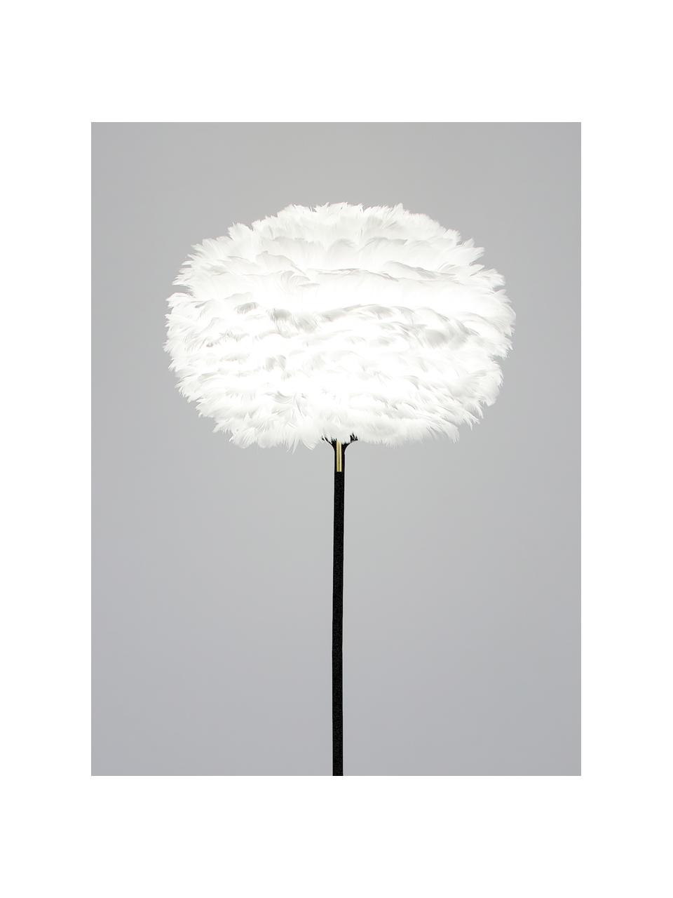 Velká stojací lampa z peří Eos, Bílá, černá, Ø 45 cm, V 170 cm