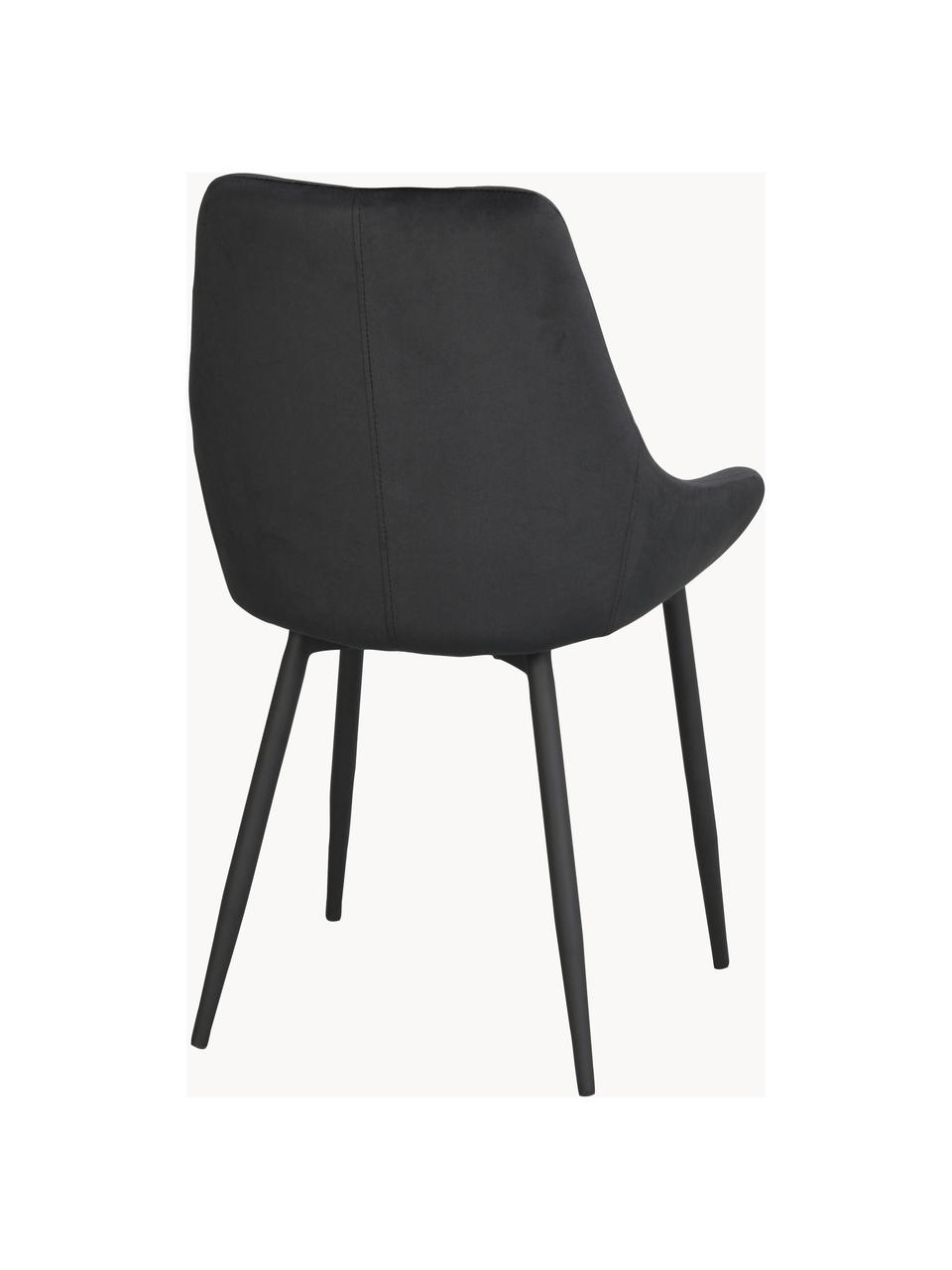 Stolička so zamatovým čalúnením Sierra, 2 ks, Zamatová čierna, Š 49 x H 55 cm