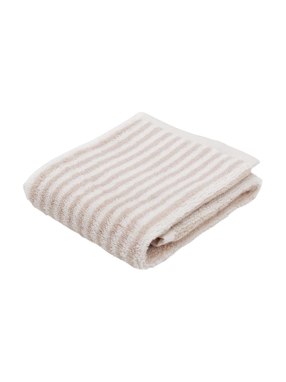 Gestreepte handdoek Viola, 2 stuks, 100% katoen, middelzware kwaliteit, 550 g/m², Beige, wit, Gastendoekje, B 30 x L 50 cm, 2 stuks