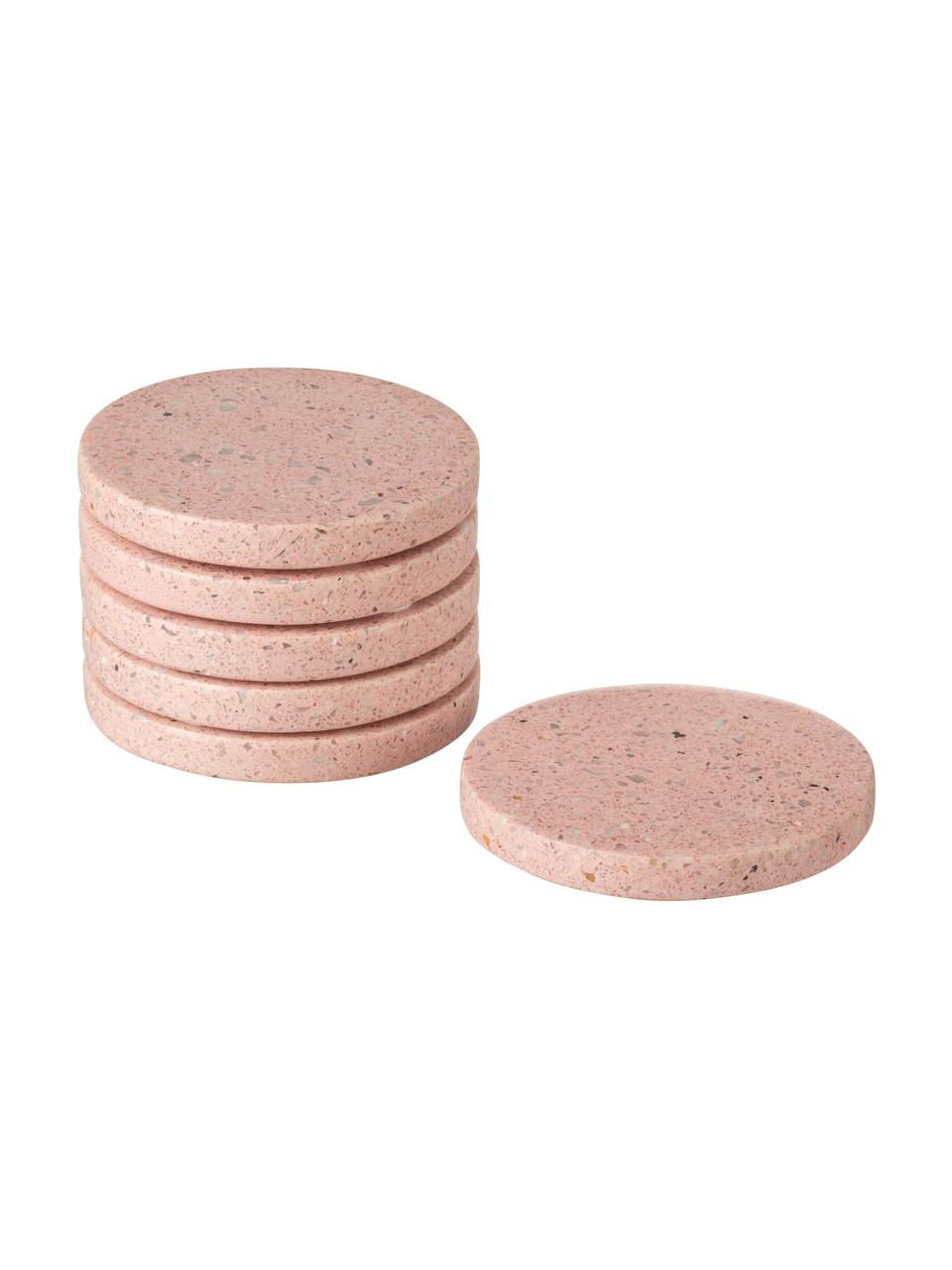 Terrazzo-Untersetzer Rona, 6 Stück, Terrazzo, Rosa, Ø 10 cm