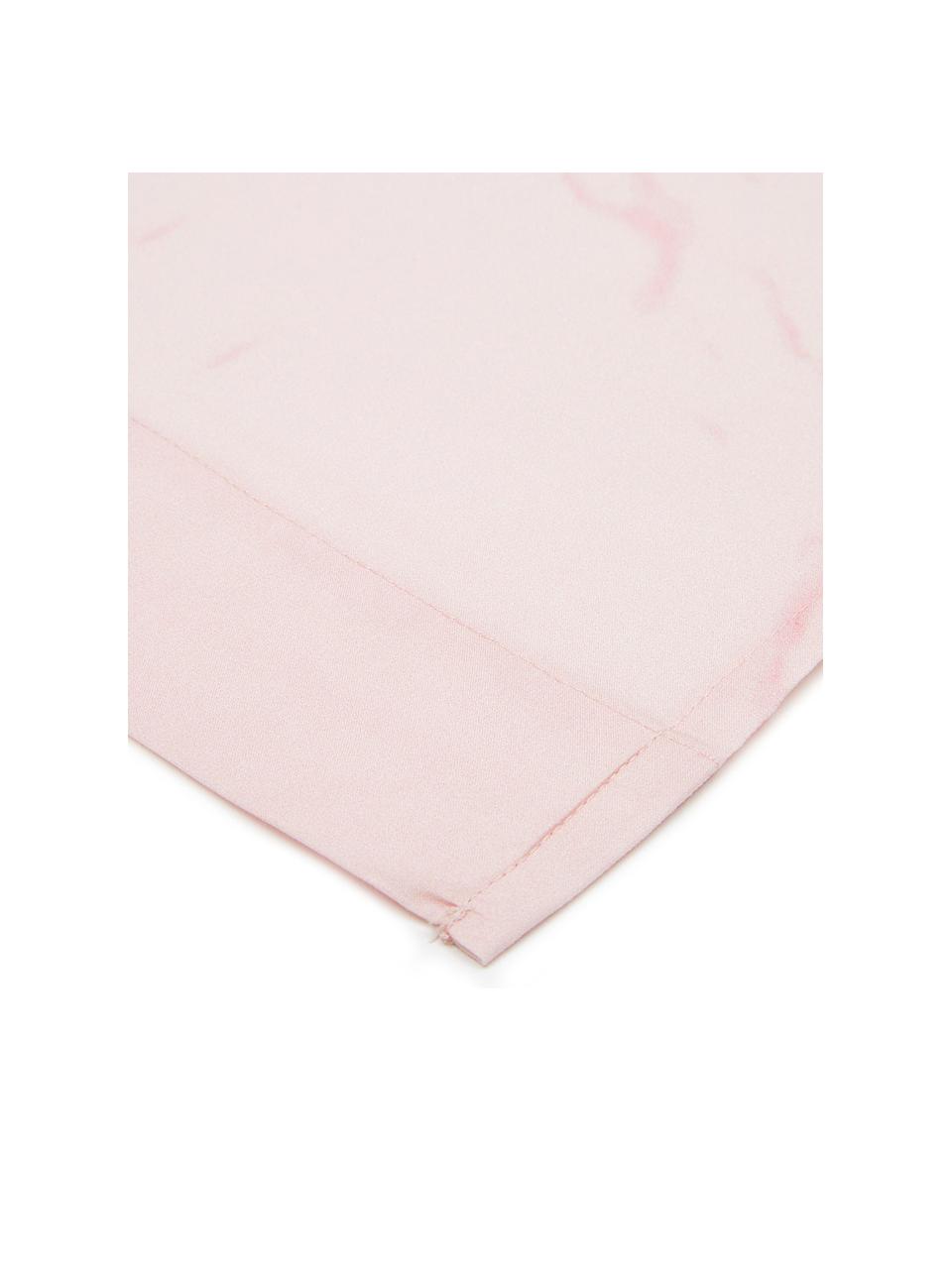 Sábana encimera de percal Malin, Parte superior: estampado mármol rosa Parte trasera: rosa monocromática, Cama 150/160 cm (240 x 270 cm)