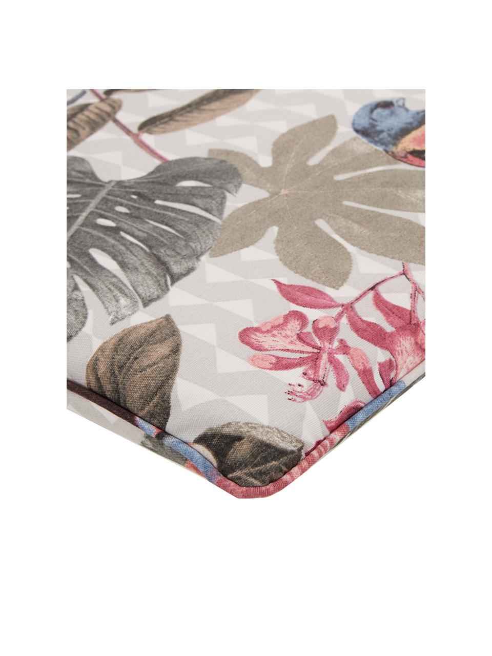 Hochlehner-Stuhlauflage Faya mit tropischem Print, Bezug: 50% Baumwolle, 45% Polyes, Mehrfarbig, 50 x 120 cm