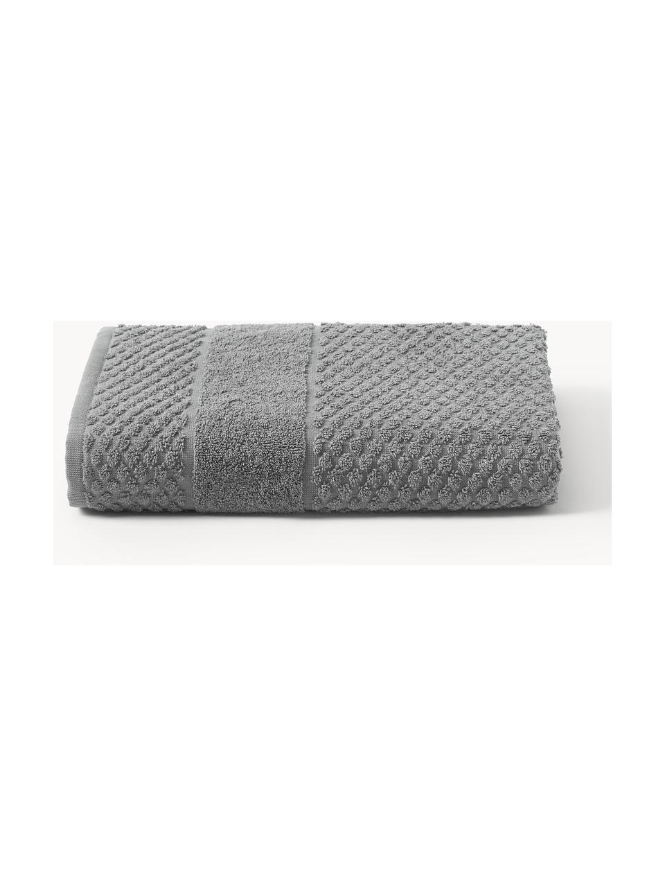 Asciugamano con motivo a nido d'ape in varie misure Katharina, Grigio scuro, Asciugamano, Larg. 50 x Lung. 100 cm, 2 pz