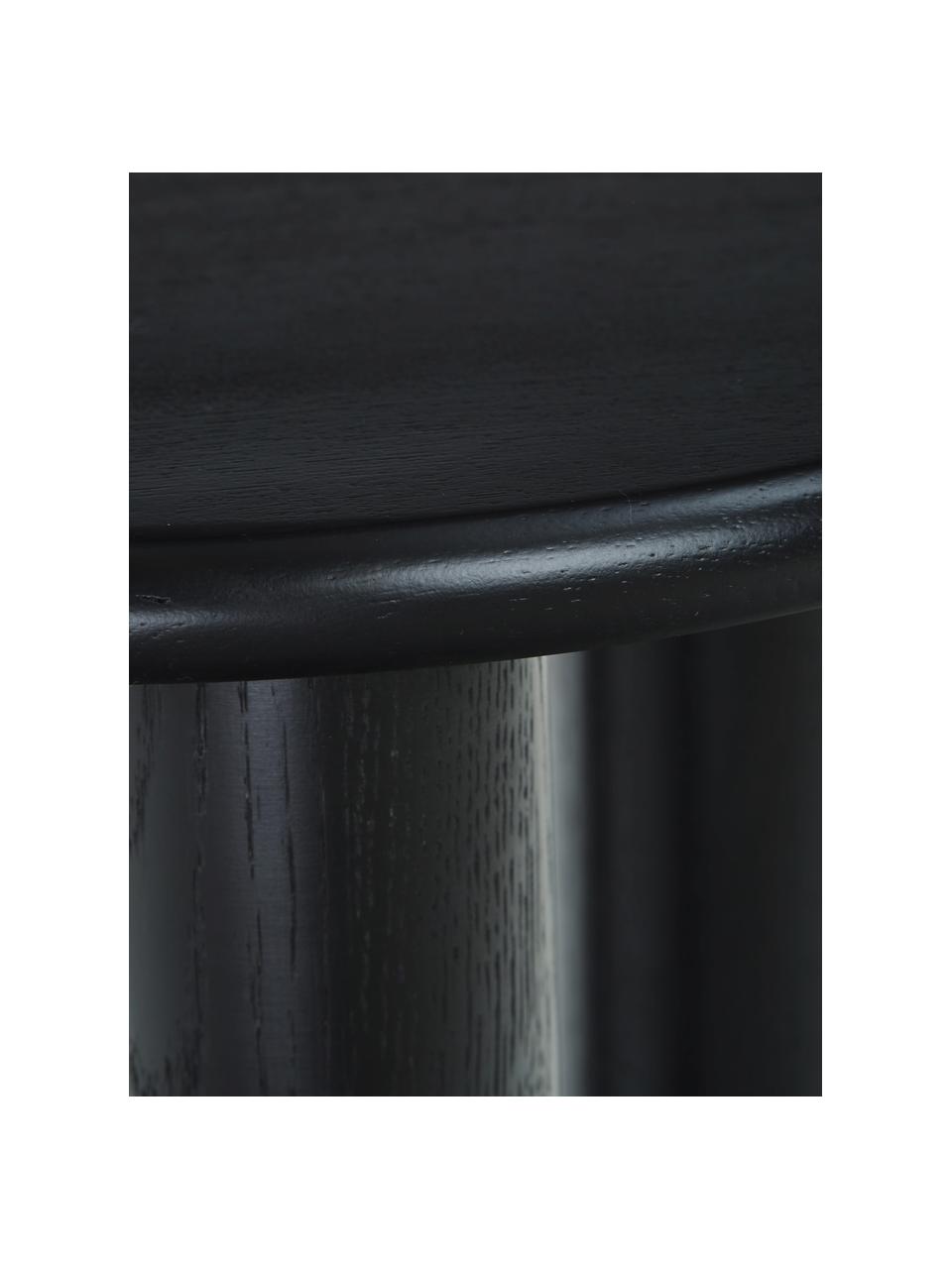 Stolik pomocniczy z drewna dębowego Didi, Lite drewno dębowe lakierowane, Czarny, Ø 40 x W 45 cm