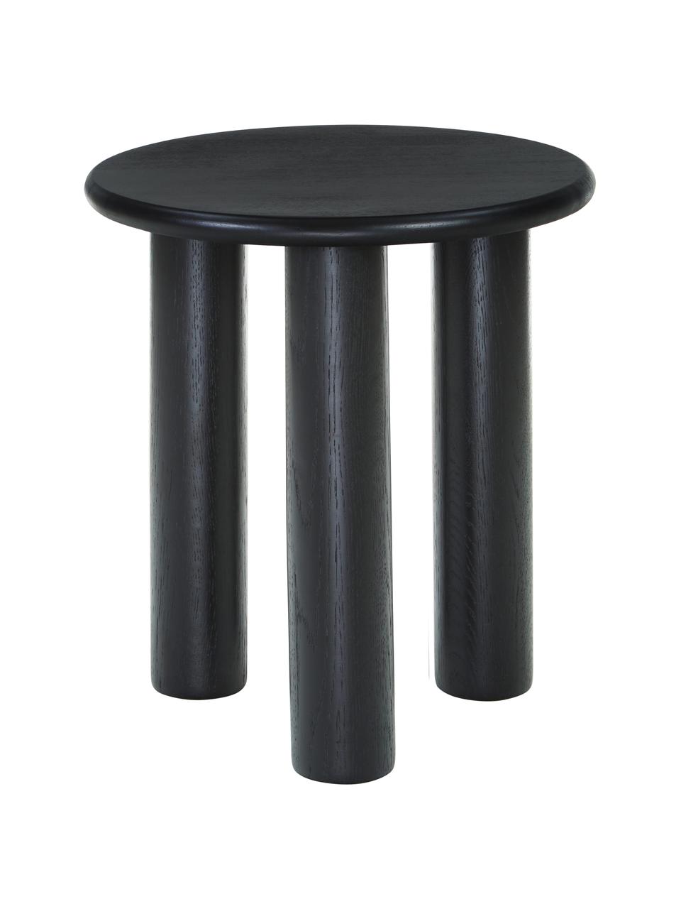 Mesa auxiliar de madera Didi, Madera de roble maciza pintado, Negro, Ø 40 x Al 45 cm
