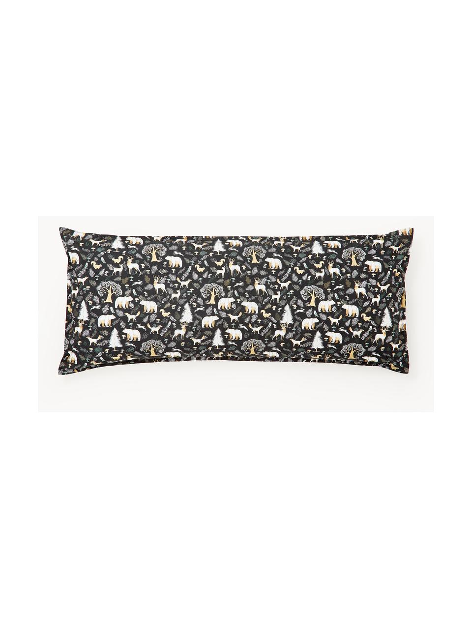 Funda de almohada de percal Lamia, Gris oscuro, An 45 x L 110 cm