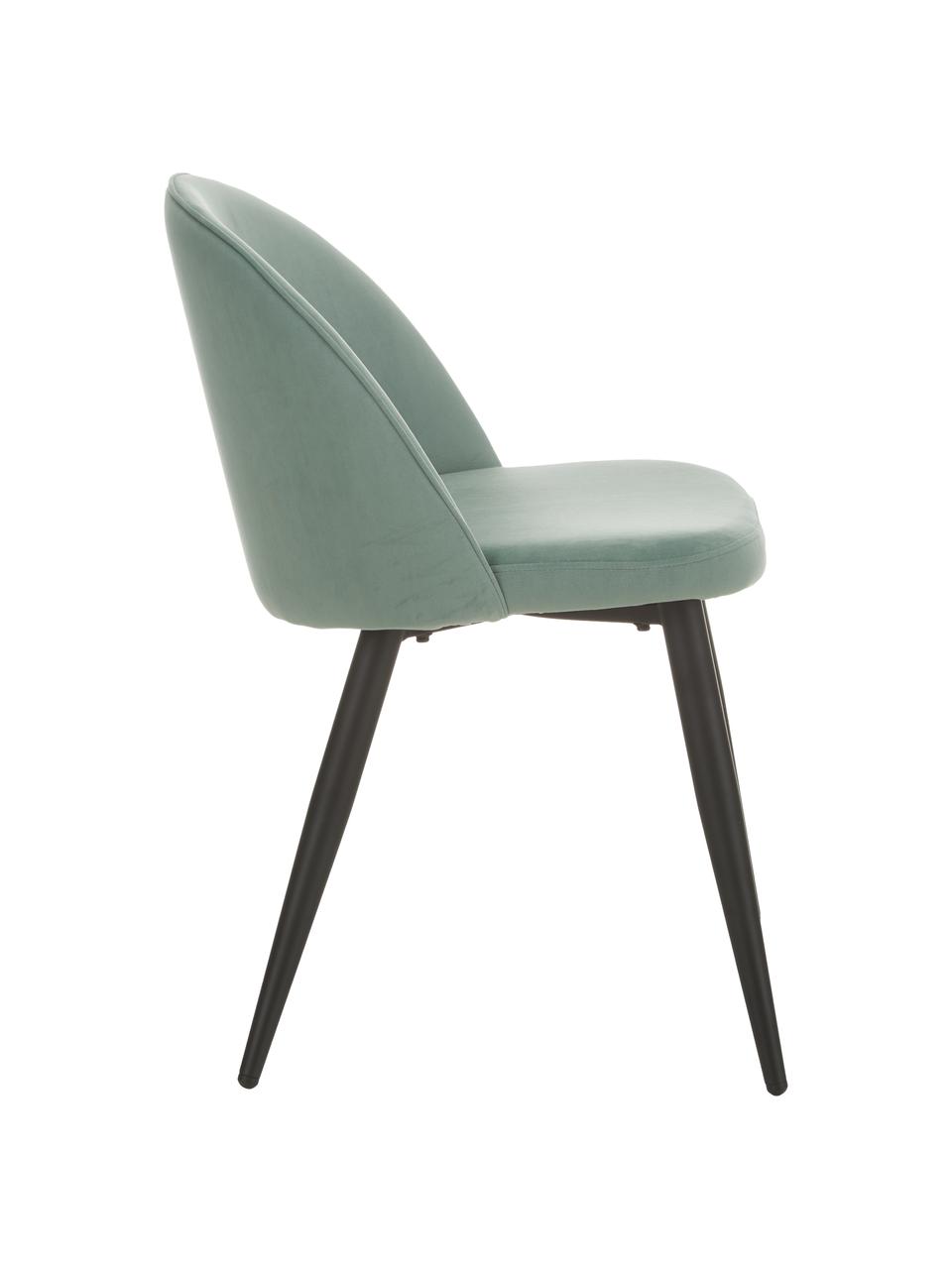 Sillas tapizadas en terciopelo Amy, 2 uds., Tapizado: terciopelo (poliéster) Al, Patas: metal con pintura en polv, Terciopelo turquesa, An 47 x F 55 cm