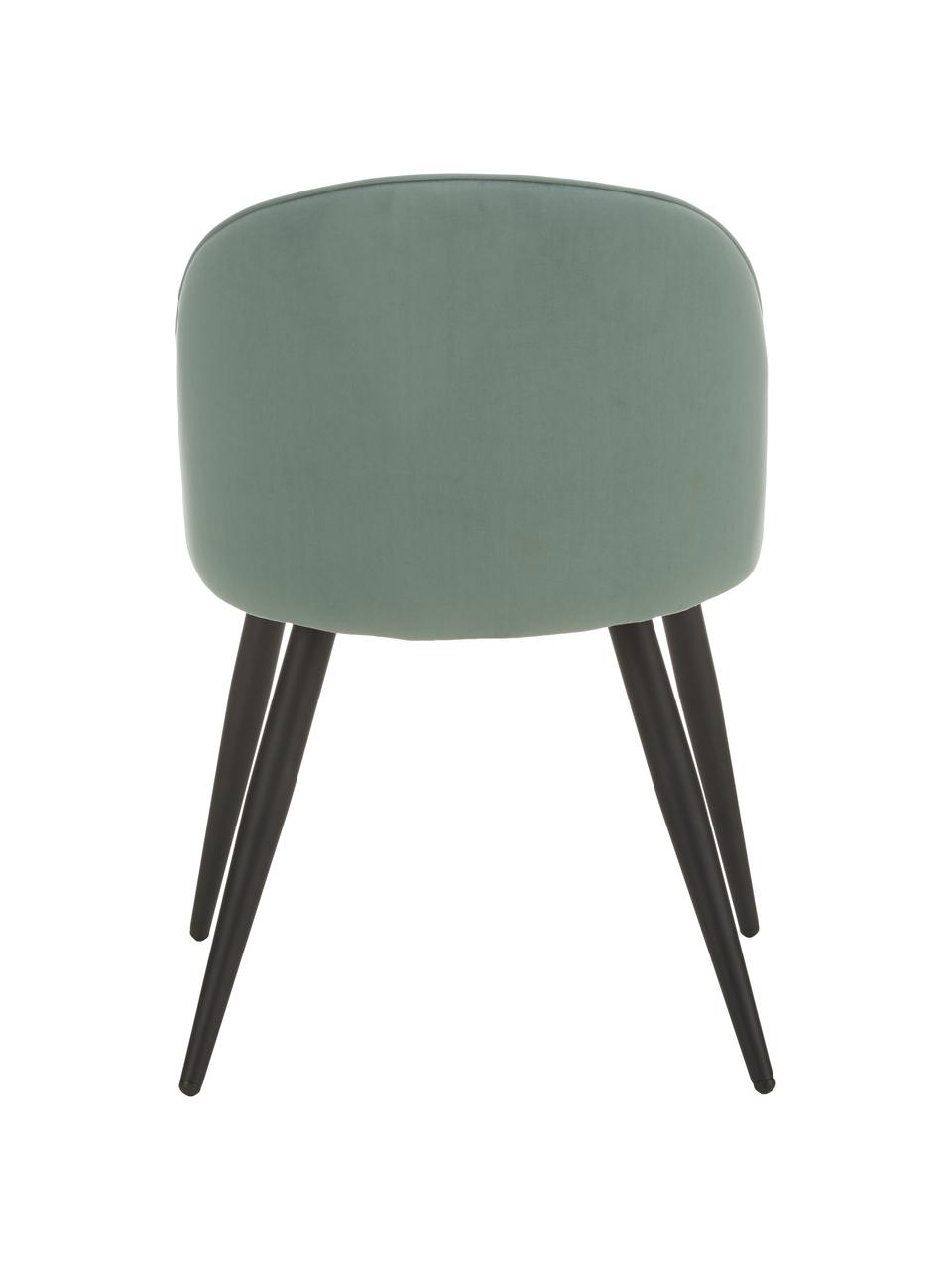 Samt-Polsterstühle Amygrün, 2 Stück, Bezug: Samt (Polyester) Der hoch, Beine: Metall, pulverbeschichtet, Mintgrün, B 51 x T 55 cm