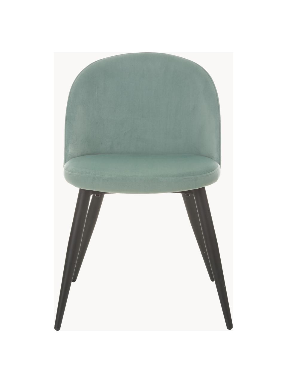 Fluwelen stoelen Amy, 2 stuks, Bekleding: fluweel (polyester) Met 2, Poten: gepoedercoat metaal, Mintgroen, B 51 x D 55 cm