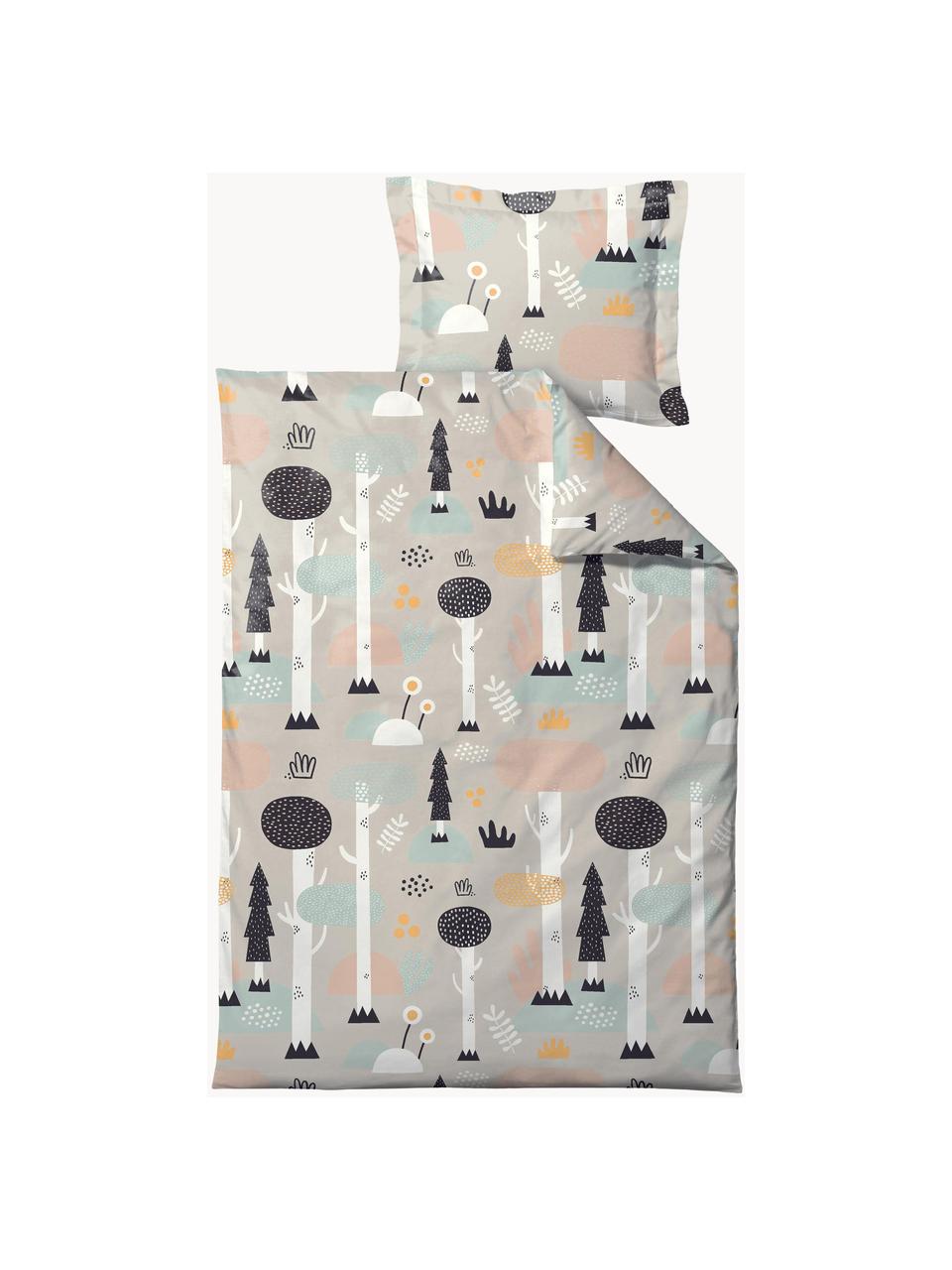 Parure copripiumino in cotone organico Magic Forest, Beige, multicolore, 100 x 140 cm + 1 federa 40 x 60 cm