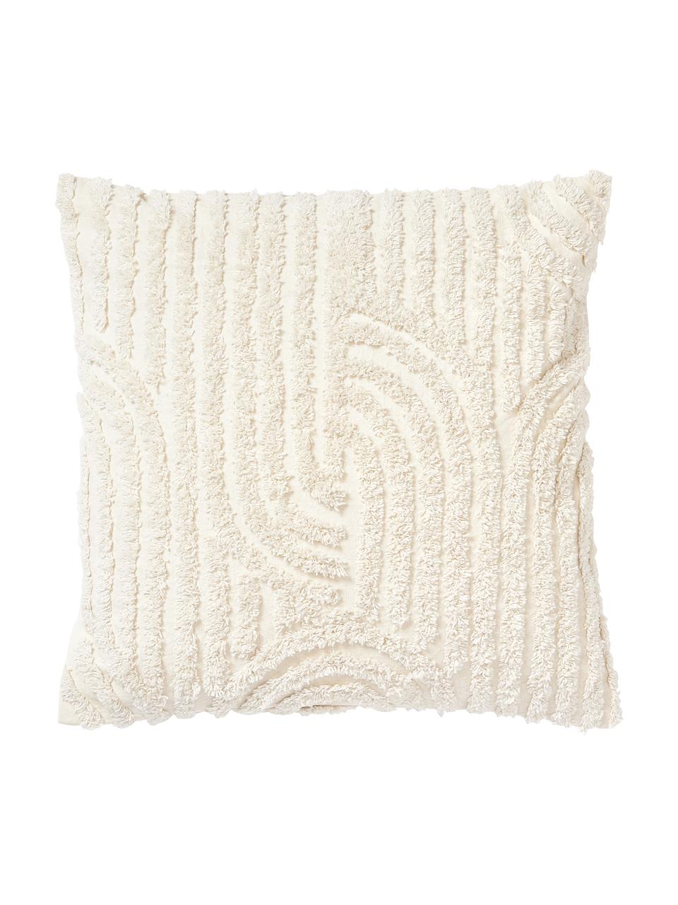Housse de coussin en coton Bell, 100 % coton, Blanc crème, larg. 45 x long. 45 cm