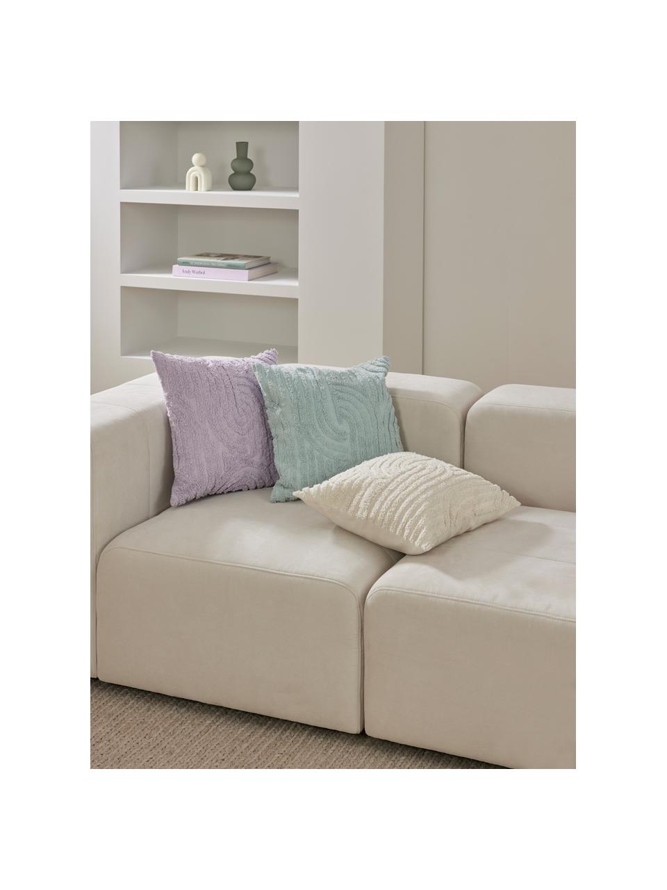 Housse de coussin en coton Bell, 100 % coton, Blanc crème, larg. 45 x long. 45 cm