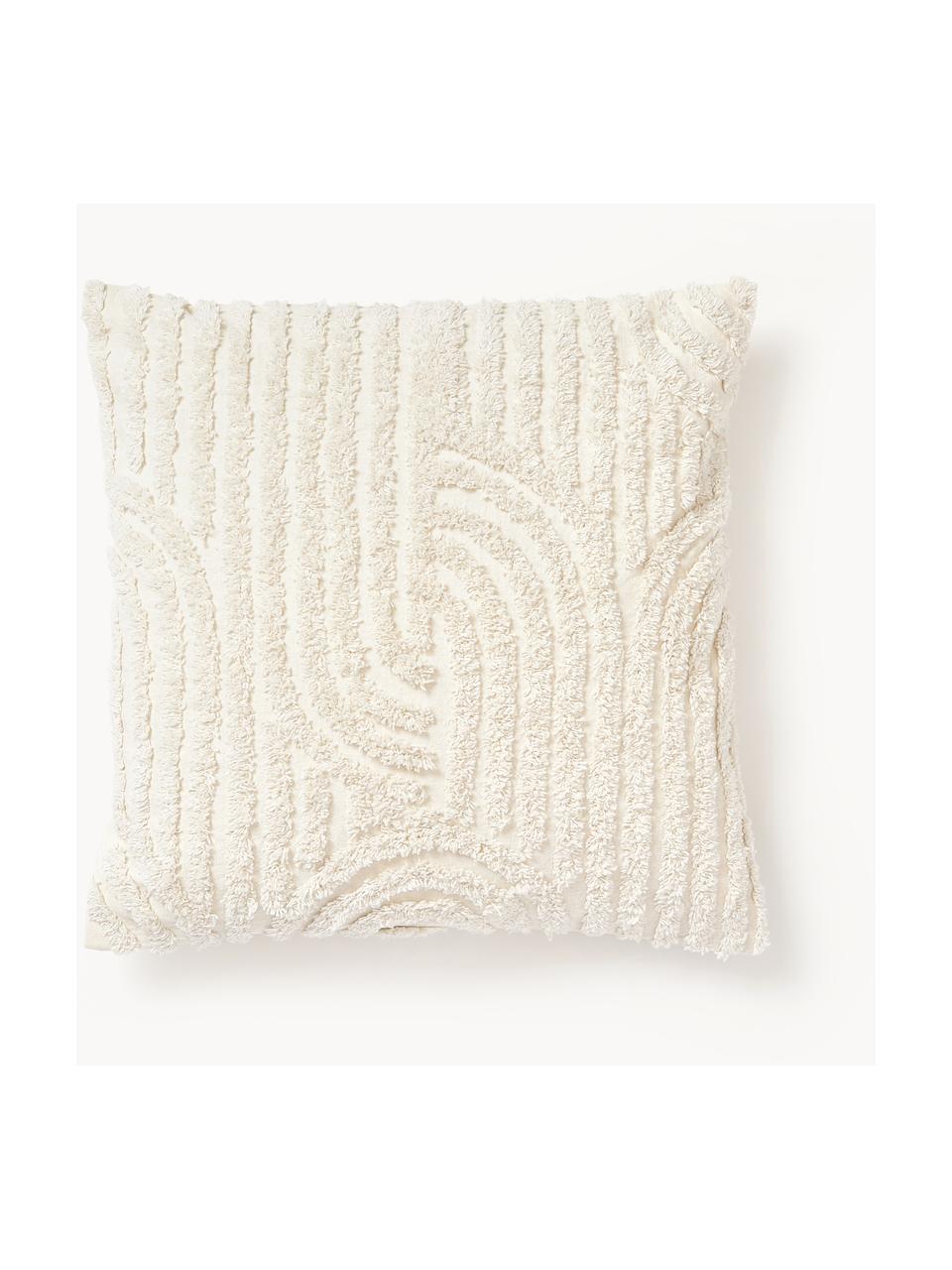 Housse de coussin en coton Bell, 100 % coton, Blanc crème, larg. 45 x long. 45 cm