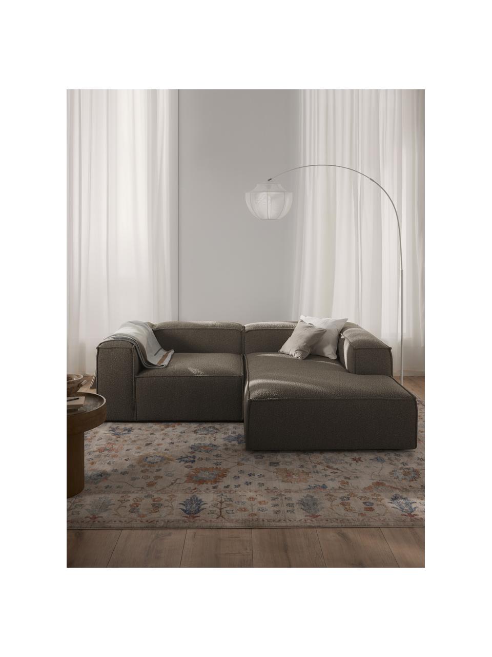 Narożna sofa modułowa Bouclé Lennon, Tapicerka: Bouclé (100% poliester) D, Stelaż: lite drewno sosnowe, skle, Nogi: tworzywo sztuczne Ten pro, Greige Bouclé, S 238 x G 180 cm, lewostronna