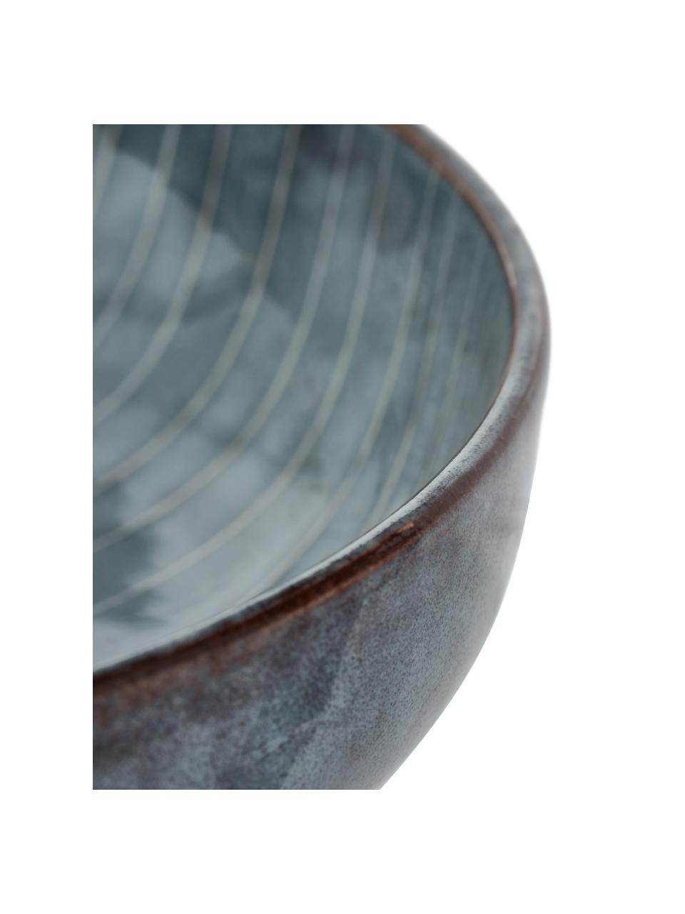 Handgemachte Schalen Nordic Sea, Ø 22 cm, 4 Stück, Steingut, Graublau, Ø 22 x H 5 cm