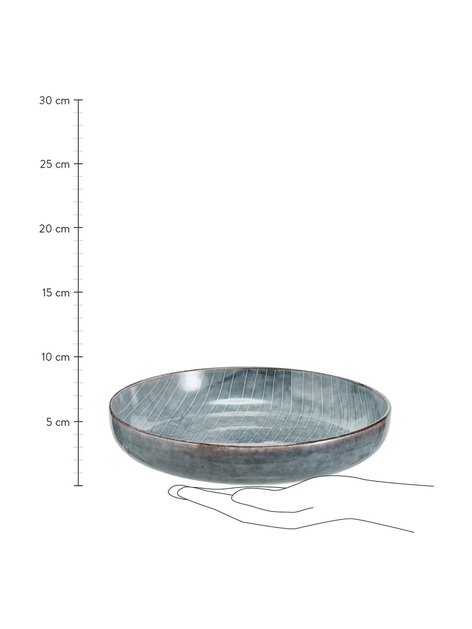 Handgemaakte schalen Nordic Sea, Ø 22 cm, 4 stuks, Keramiek, Grijs-, blauwtinten, Ø 22 x H 5 cm