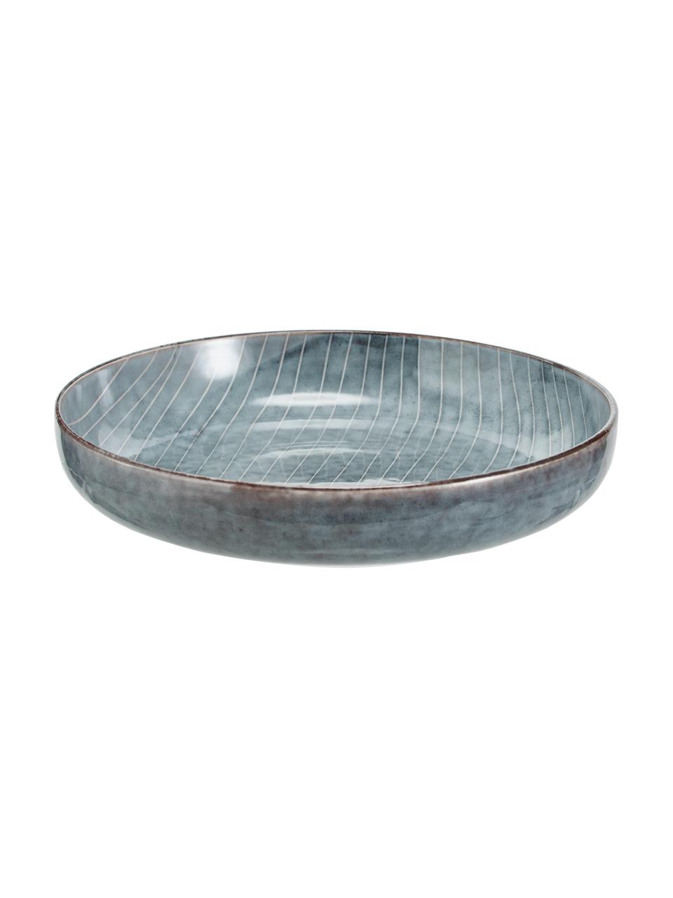 Handgemachte Schalen Nordic Sea, Ø 22 cm, 4 Stück, Steingut, Grau-, Blautöne, Ø 22 x H 5 cm