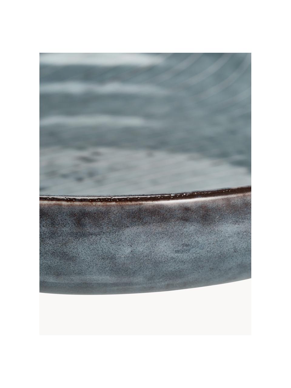Bols artisanaux Nordic Sea, Ø 22 cm, 4 pièces, Grès cérame, Gris-bleu, chiné, Ø 22 x haut. 5 cm