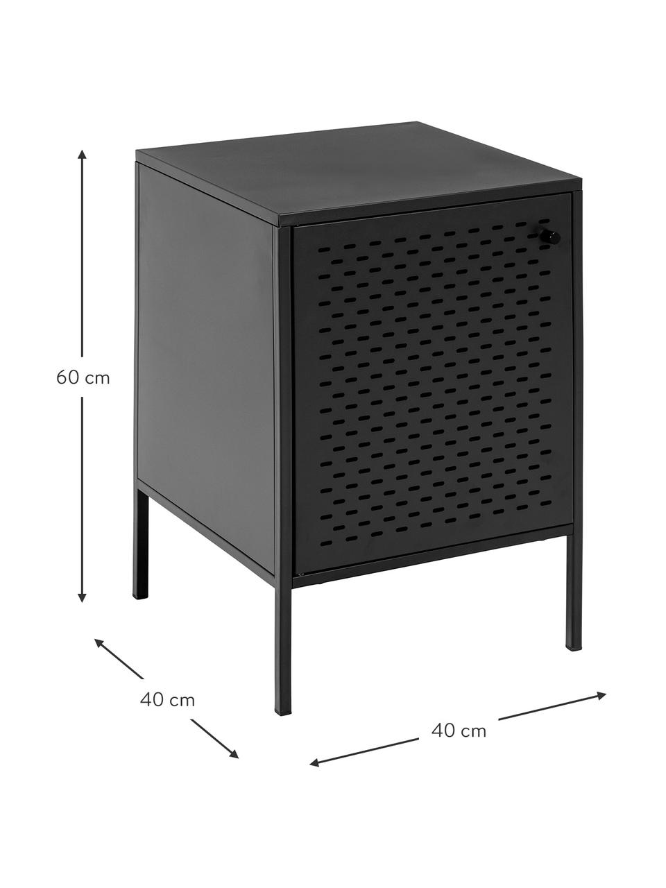 Table de chevet métal Neptun, Métal, Noir, larg. 40 x haut. 60 cm