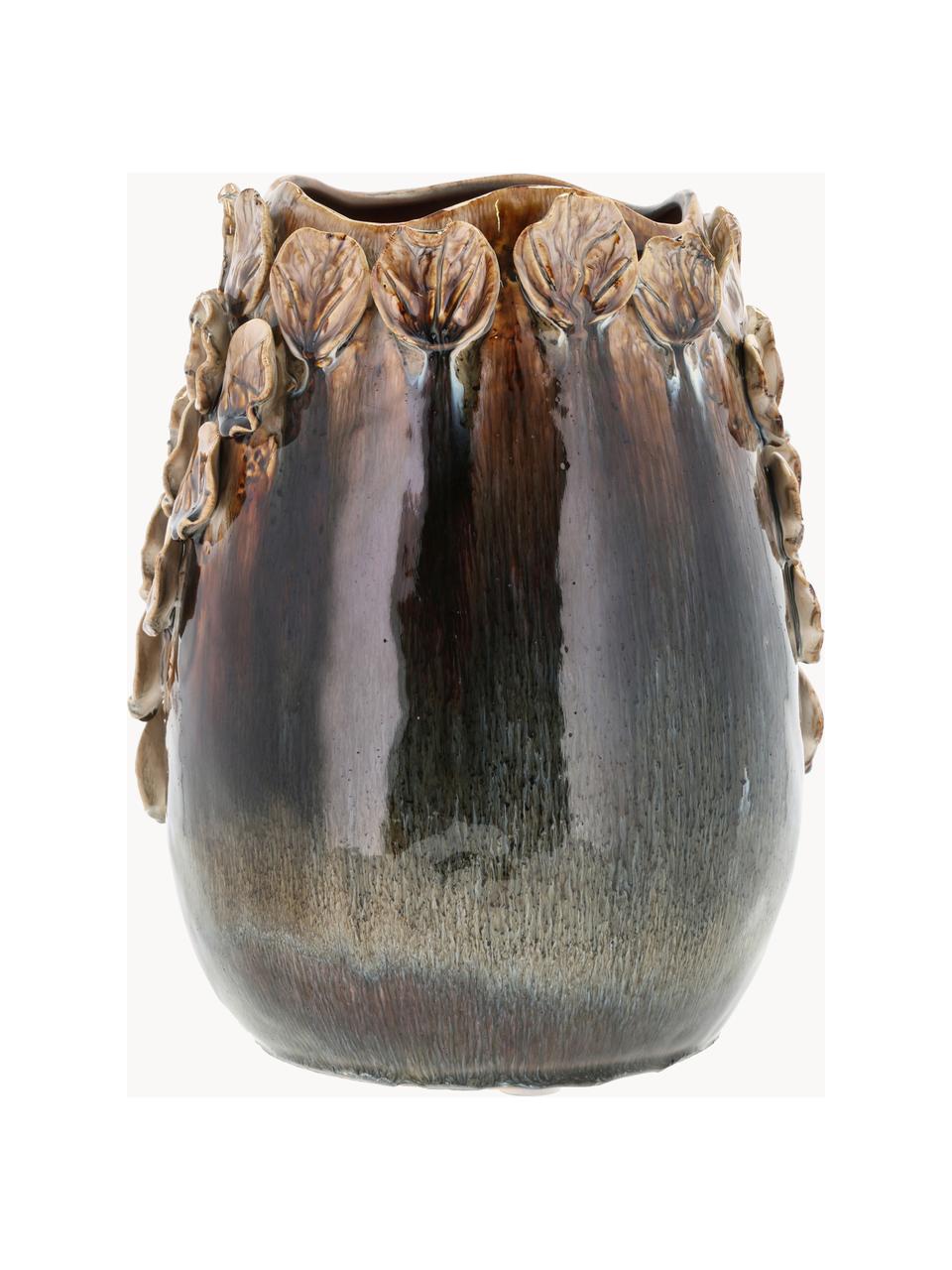Vase Villa aus Steingut, H 30 cm, Steingut, Brauntöne, Ø 25 x H 30 cm
