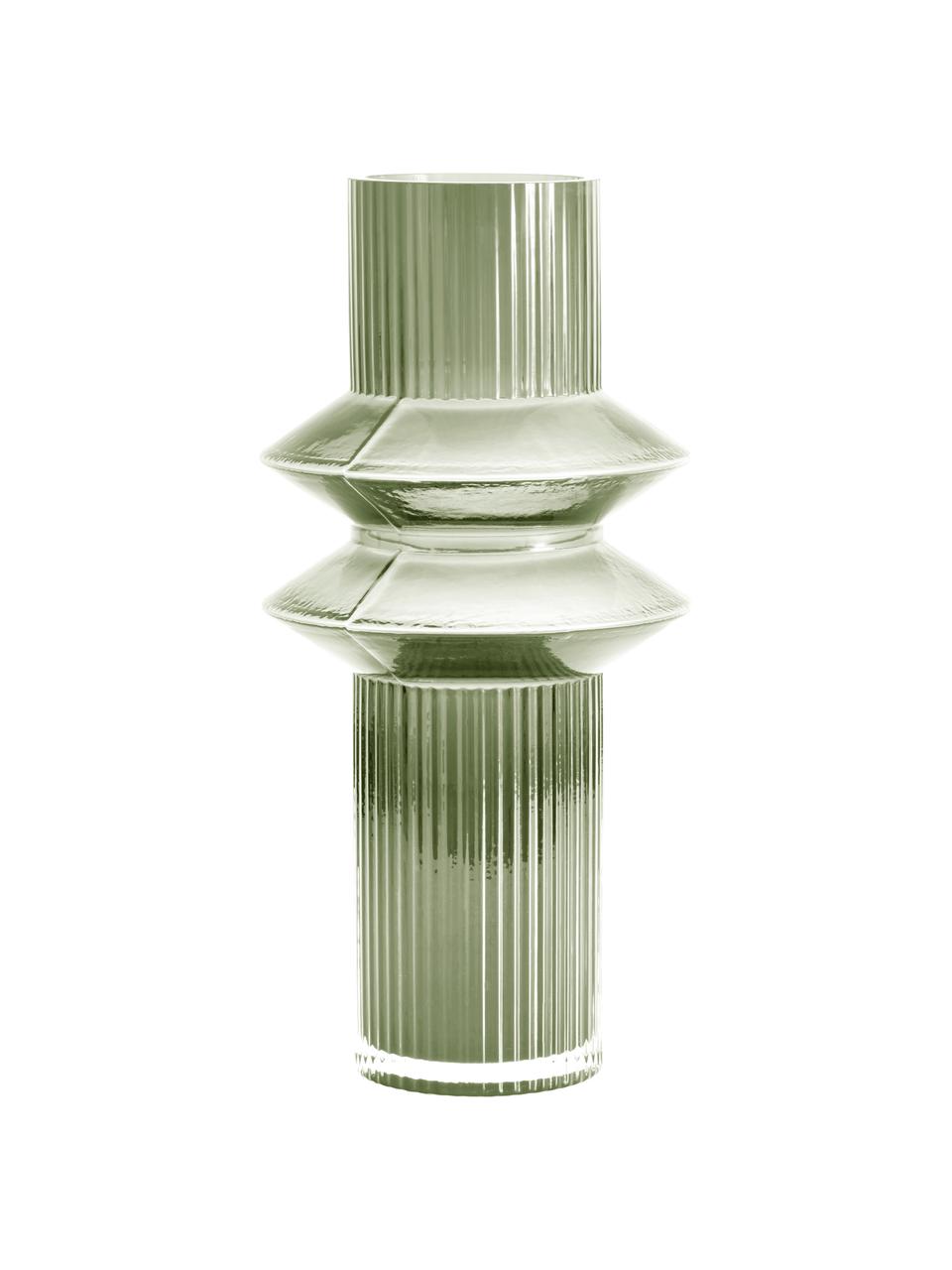 Vase en verre transparent Rilla, Verre, Vert, Ø 9 x haut. 32 cm