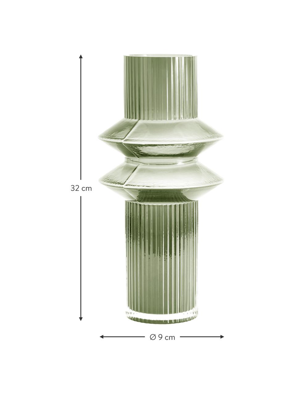 Transparente Glas-Vase Rilla mit Grünschimmer, Glas, Grün, Ø 9 x H 32 cm