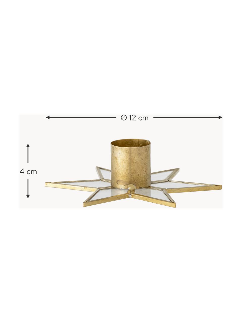 Kerstkandelaar Stara, Glas, gecoat metaal, Goudkleurig, Ø 12 x H 4 cm