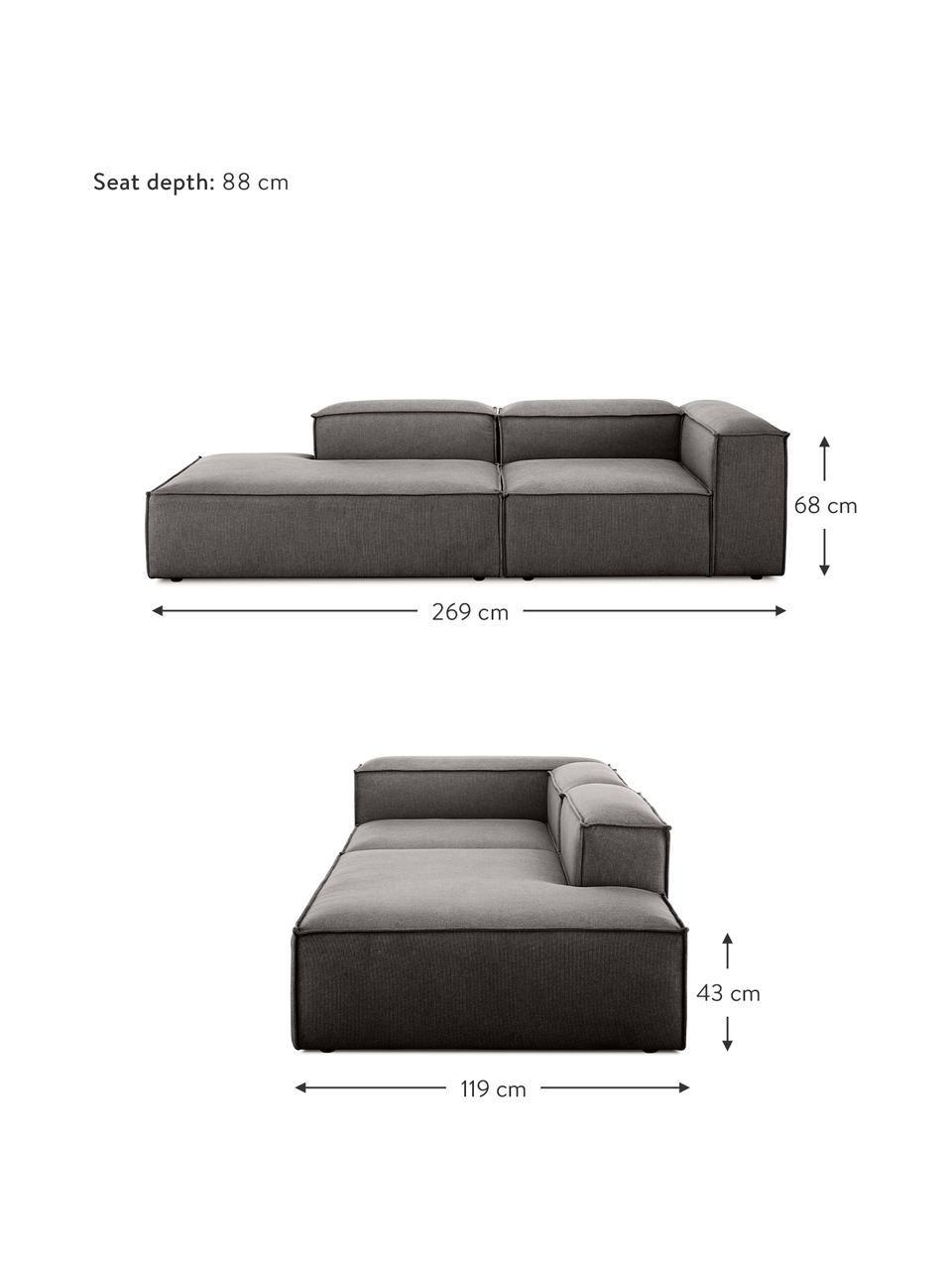 Diván modular Lennon, Tapizado: 100% poliéster Alta resis, Estructura: madera de pino maciza, ma, Patas: plástico, Tejido gris antracita, An 269 x F 119 cm, respaldo derecho