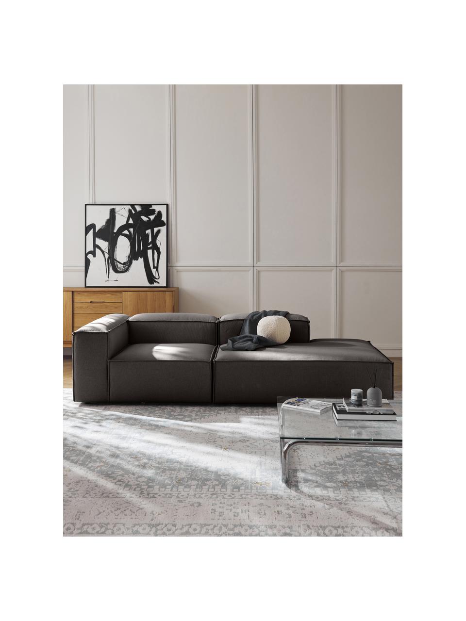 Modulaire chaise longue Lennon, Bekleding: 100% polyester De slijtva, Frame: massief grenenhout, multi, Poten: kunststof Dit product is , Geweven stof antraciet, B 269 x D 119 cm, armleuning links