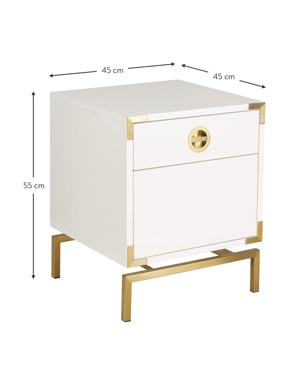 Nachttisch Elegance mit Schublade, Korpus: Mitteldichte Holzfaserpla, Weiß, 45 x 55 cm