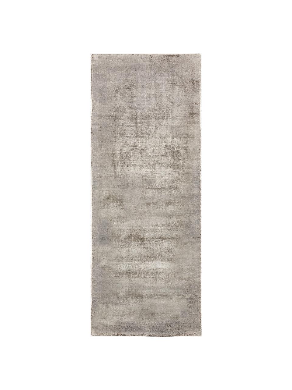 Handgewebter Viskoseläufer Jane, Flor: 100 % Viskose, Greige, B 80 x L 200 cm